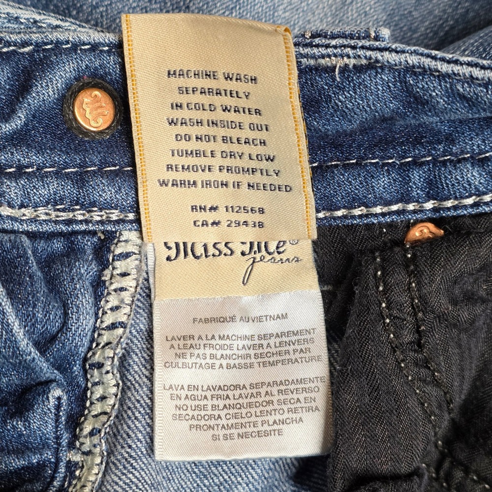 Miss Me Skinny Jeans Womens Mid Rise Embellished Blue 24 Excellent Western - Picture 8 of 12